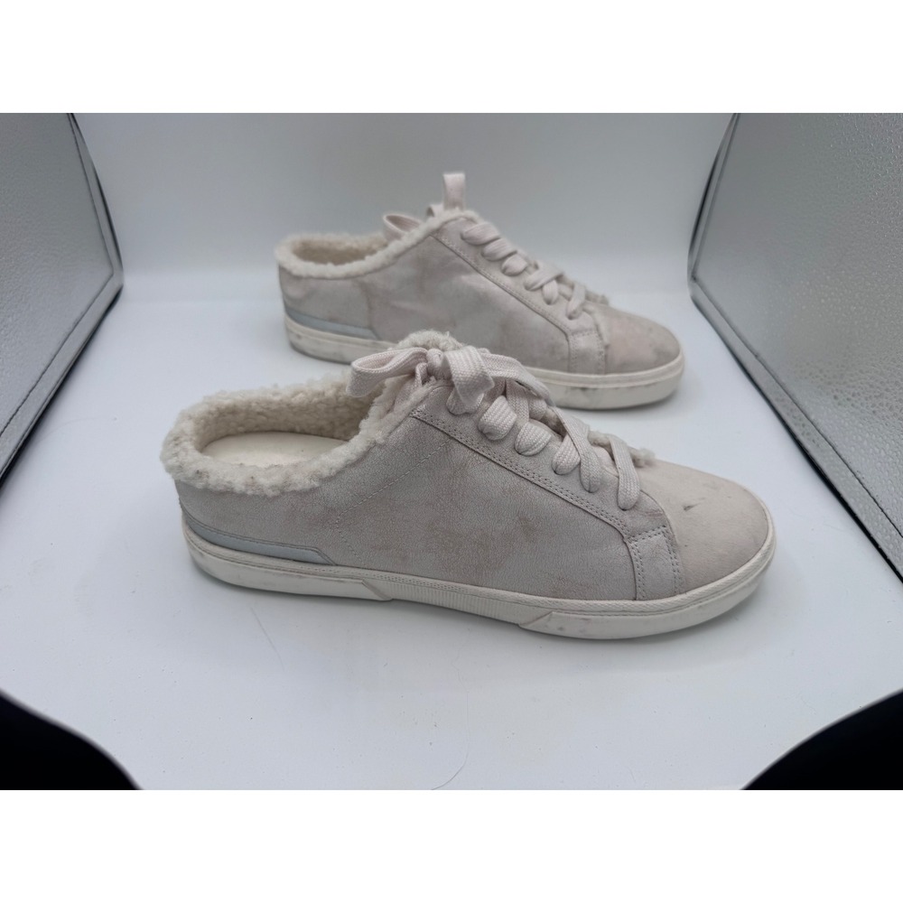 Universal Thread Sneaker Mules Faux Shearling Women 10 Cream Slip On Laces